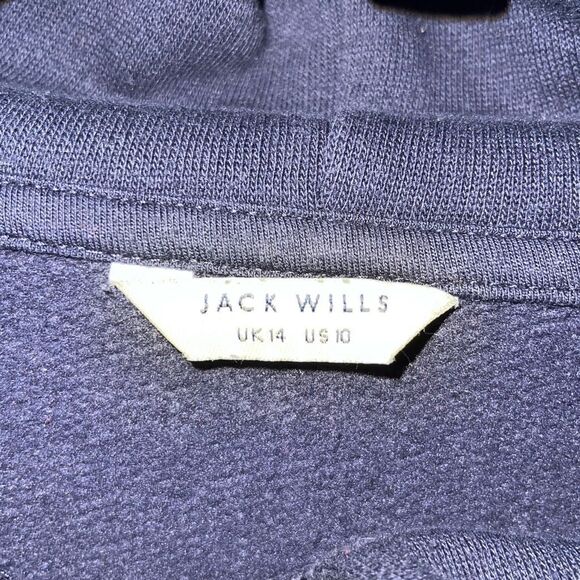 Jack Wills Navy‎ Hoodie Cropped Quarter Zip Women’s Size 10 - Picture 4 of 7